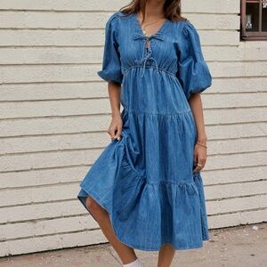 XL Bohme Denim Bow Dress